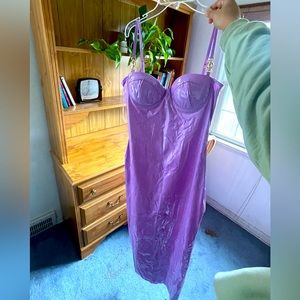 Lavendar L Fashion Nova Faux leather dress